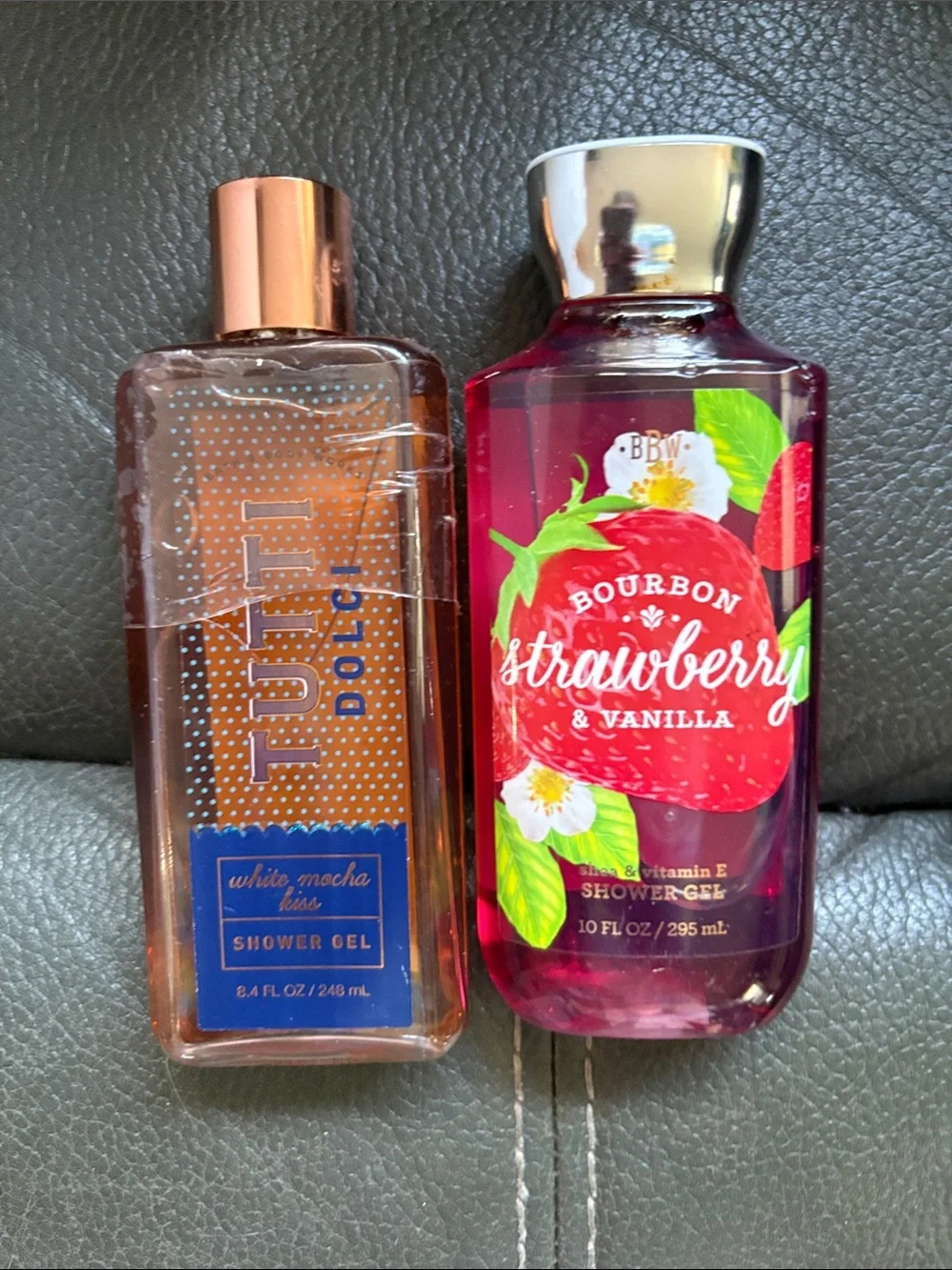 Bath and body works set in white mocha kiss and bourbon strawberry and vanilla